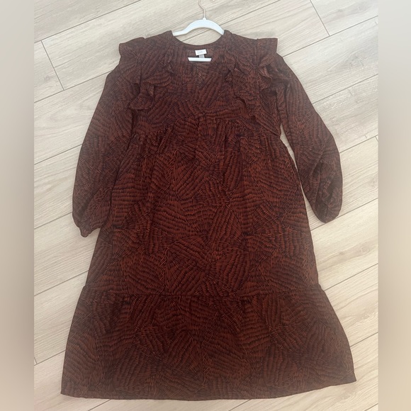 A NEW DAY Brown Black Tiger Midi Dress - Medium - Picture 2 of 3